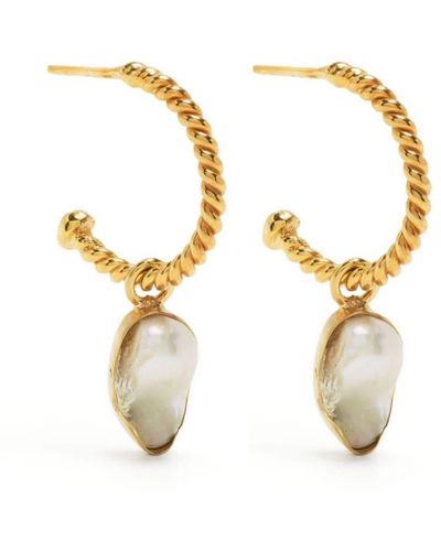 Liya Pearl-pendant Hoop Earrings - Metallic