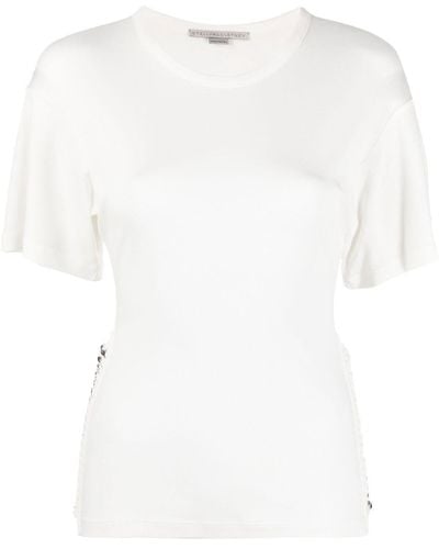 Stella McCartney T-shirt à détail de chaine - Blanc