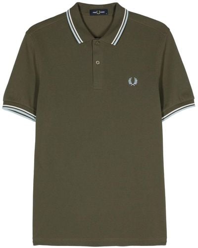 Fred Perry Logo-embroidered cotton polo shirt - Grün