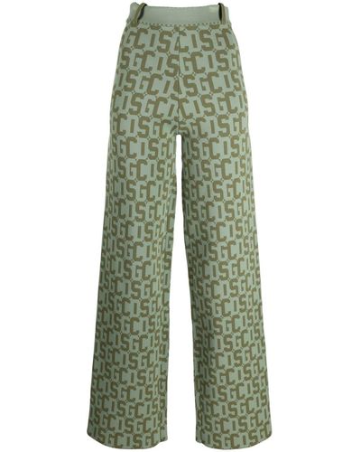 Gcds Pantalon en maille à taille haute - Vert