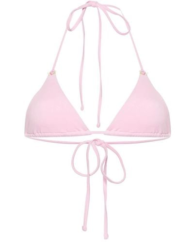 Frankie's Bikinis Nick Bikinioberteil mit Blumenapplikation - Pink