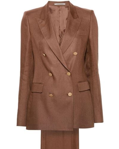 Tagliatore Double-breasted Linen Suit - Brown