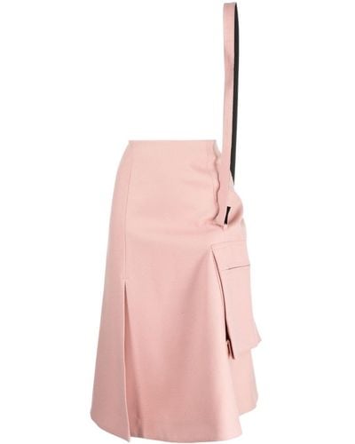 Sacai A-line Wool Midi Skirt - Pink