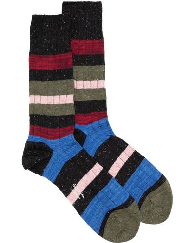 Paul Smith Striped Mid-calf Socks - Blue