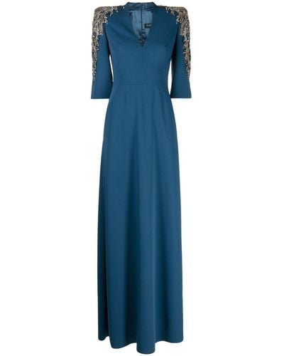 Jenny Packham Babe Bead-embellished Maxi Dress - Blue