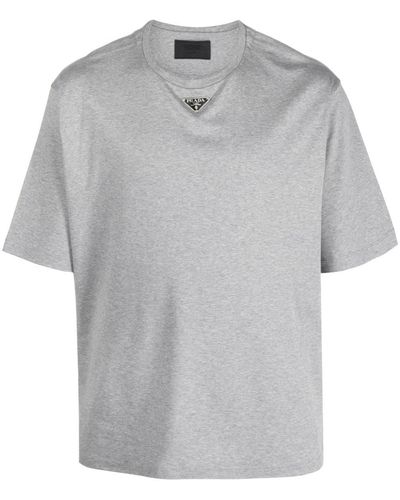 Prada T-Shirt mit Triangel-Logo - Grau
