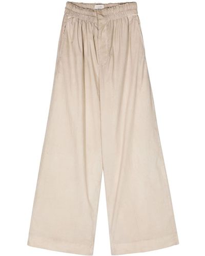 Quira Elasticated-waist Cotton Palazzo Trousers - Natural