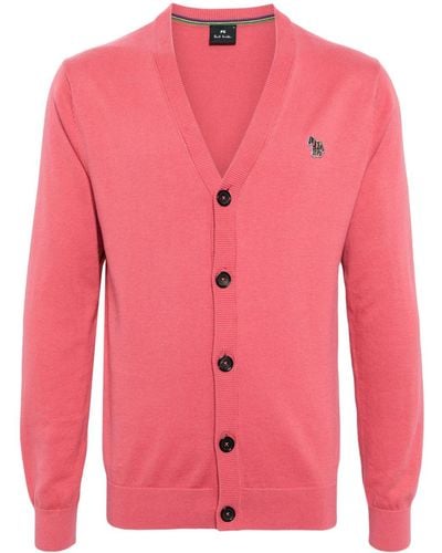 PS by Paul Smith Logo-patch Organic Cotton Cardigan - Pink
