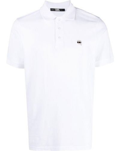 Karl Lagerfeld Ikonik Embroidered Polo Shirt - White