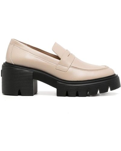 Stuart Weitzman Soho 70mm Leather Loafers - Natural