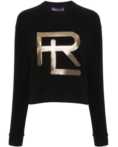Ralph Lauren Collection Logo-embroidered Tonal Stitching Sweatshirt - Black