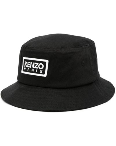 KENZO Sombrero de pescador con logo bordado - Negro