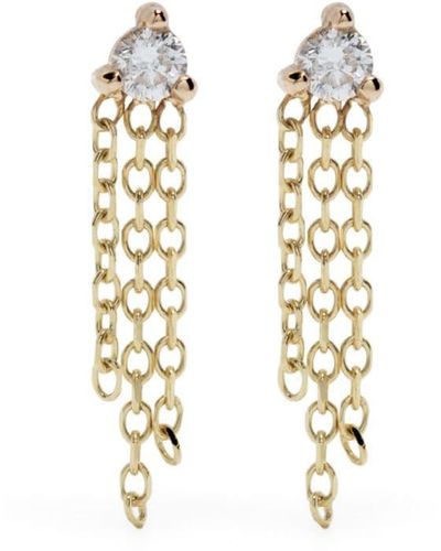 Wwake 14kt Yellow Gold Mist Diamond Chain-link Earrings - Metallic