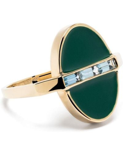 Aliita 9kt Yellow Gold Aquamarine Ring - Green
