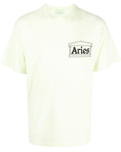 Aries Camiseta con logo en el pecho - Blanco