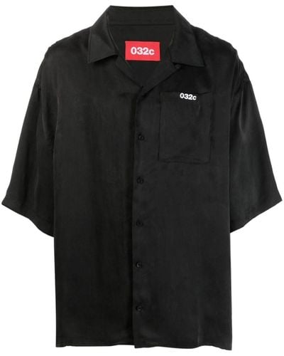 032c Logo-print Lyocell Shirt - Black