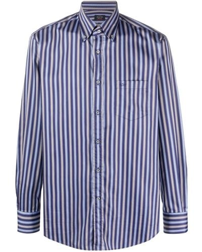 Paul & Shark Striped Organic-cotton Shirt - Blue