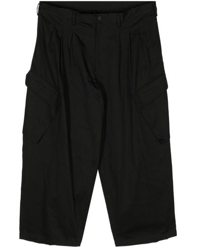 Yohji Yamamoto Cropped Cargo Trousers - Black
