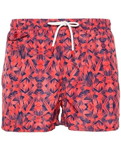 Kiton Graphic-print Swim Shorts - Red
