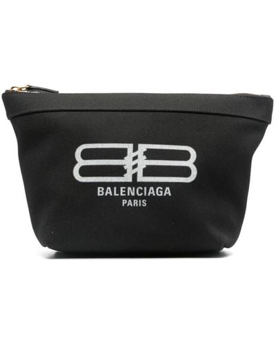 Balenciaga Logo-print Cotton Makeup Bag - Black
