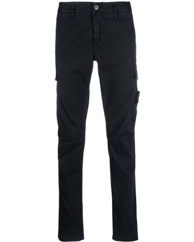 Stone Island Compass-badge Tapered Cargo Trousers - Blue