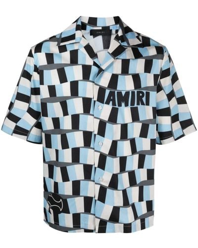 Amiri Snake Checker Cotton Shirt - Blue