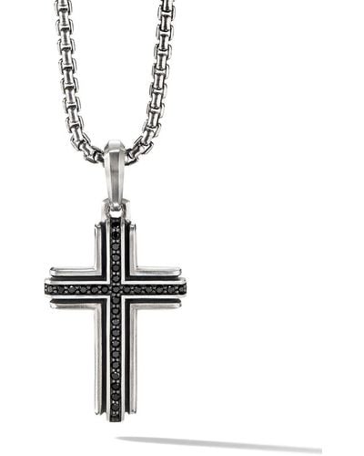 David Yurman Colgante Deco Cross en plata de ley con diamante - Blanco