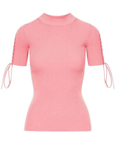 Oscar de la Renta Tie-detail Ribbed Sweater - Pink
