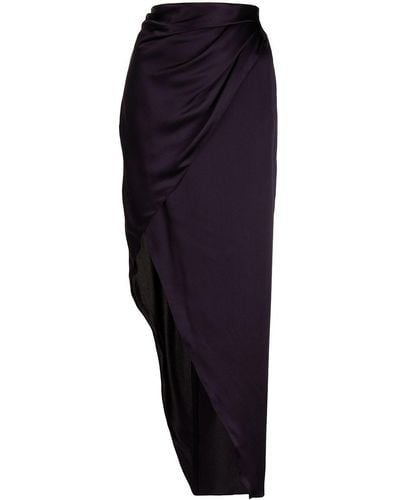 Michelle Mason Wrap-effect Silk Charmeuse Skirt - Purple