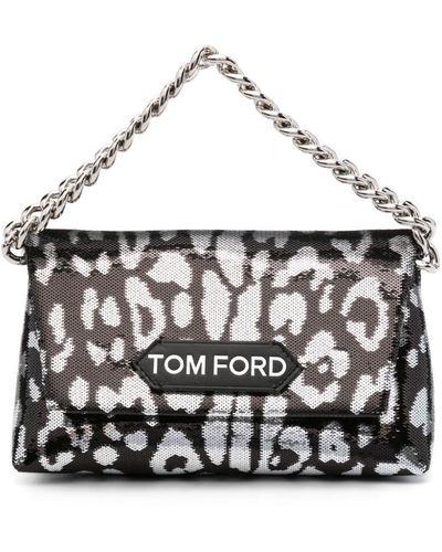 Tom Ford スパンコール レオパード ハンドバッグ - ホワイト