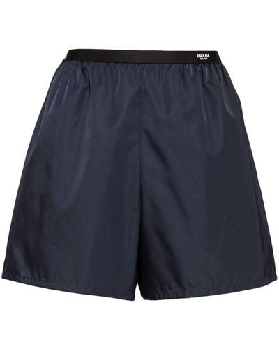 Prada Shorts Met Logo Taille - Blauw