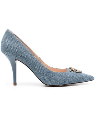 Pinko 90mm Denim Court Shoes - Blue