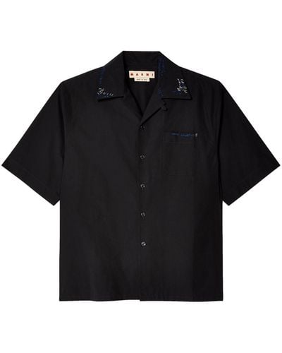 Marni Bead-embellished Cotton Shirt - Black
