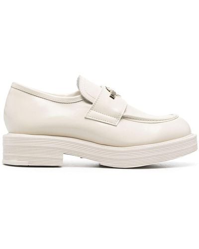Love Moschino Logo-plaque Leather Loafers - White