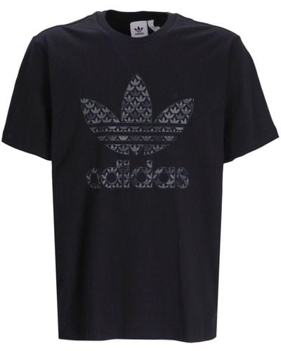 adidas T-Shirt mit Monogramm-Print - Schwarz