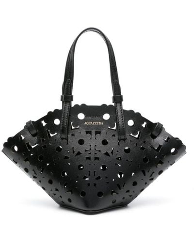 Aquazzura Mini Daisy Leather Tote Bag - Black