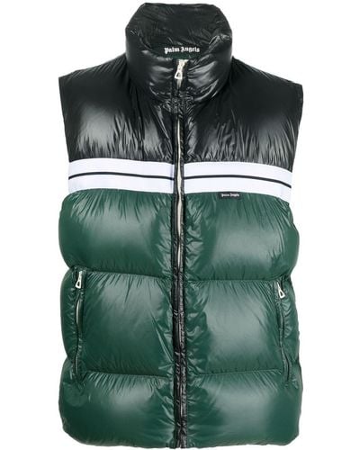Palm Angels Colour-block Padded Gilet - Green
