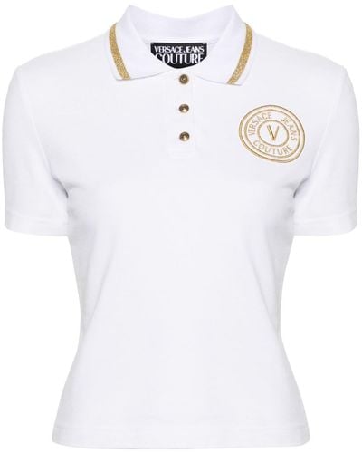 Versace Polo con logo bordado - Blanco