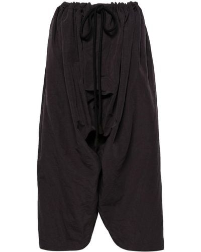 Quira Drawstring-waist Cropped Trousers - Black