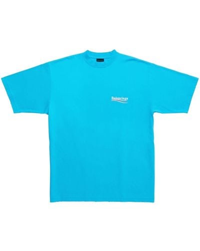 Balenciaga T-shirt Met Logoprint - Blauw