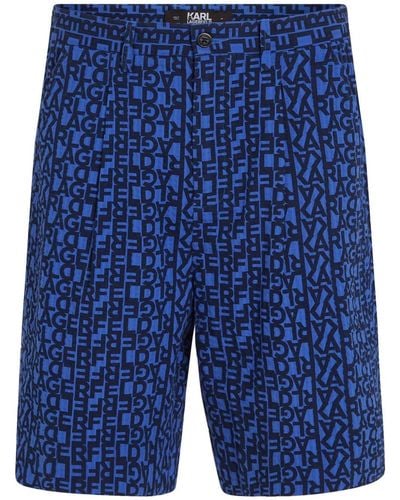 Karl Lagerfeld Shorts Met Logo-jacquard - Blauw