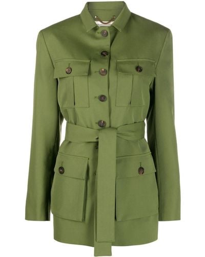 Golden Goose Deluxe Brand Pesto Single Breasted Jacket With Belt - Green