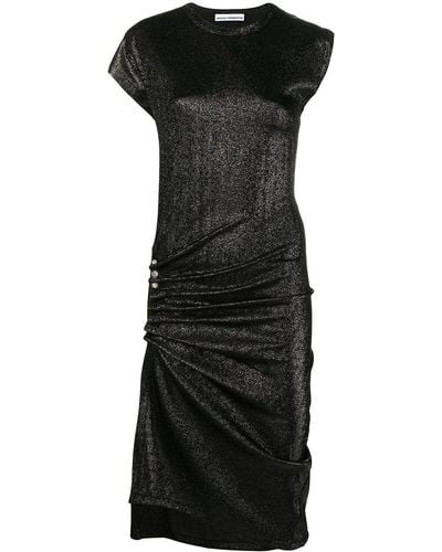 Rabanne Robe mi-longue drapée - Noir