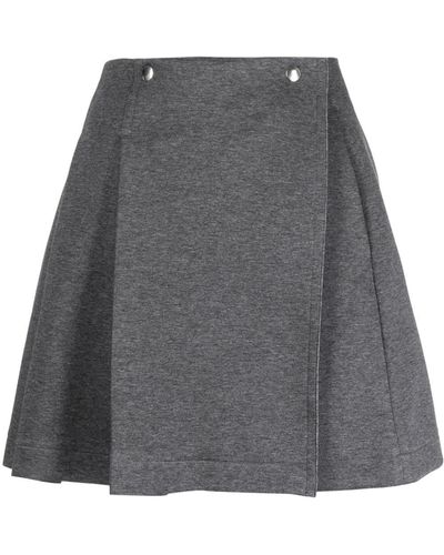 Plan C A-line Cotton Miniskirt - Grey