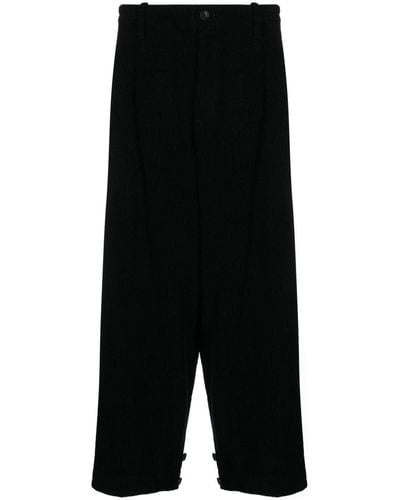 Yohji Yamamoto Pantalon en velours côtelé à coupe ample - Noir