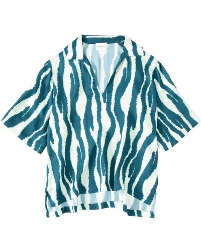 Closed Abstract-print Short-sleeve Tunic - Blue