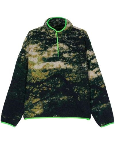 Conner Ives The Recycled Quarter Zip Fleece Sweatshirt - Green