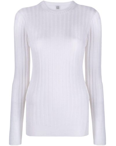 Totême Ribbed Wool Sweater - White