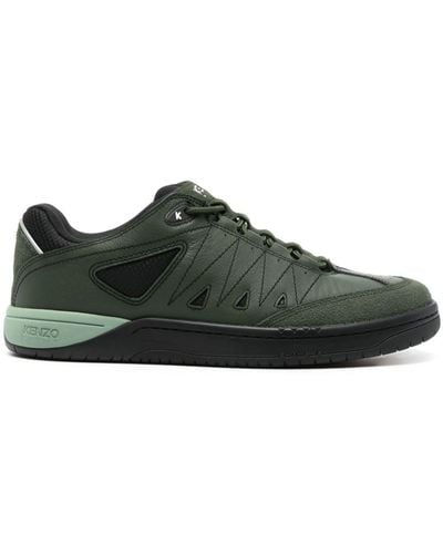 KENZO Mesh-panelled Leather Sneakers - Green
