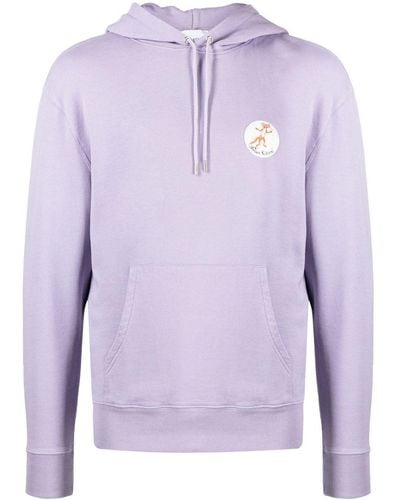 Maison Kitsuné Chest Logo-patch Hoodie - Purple